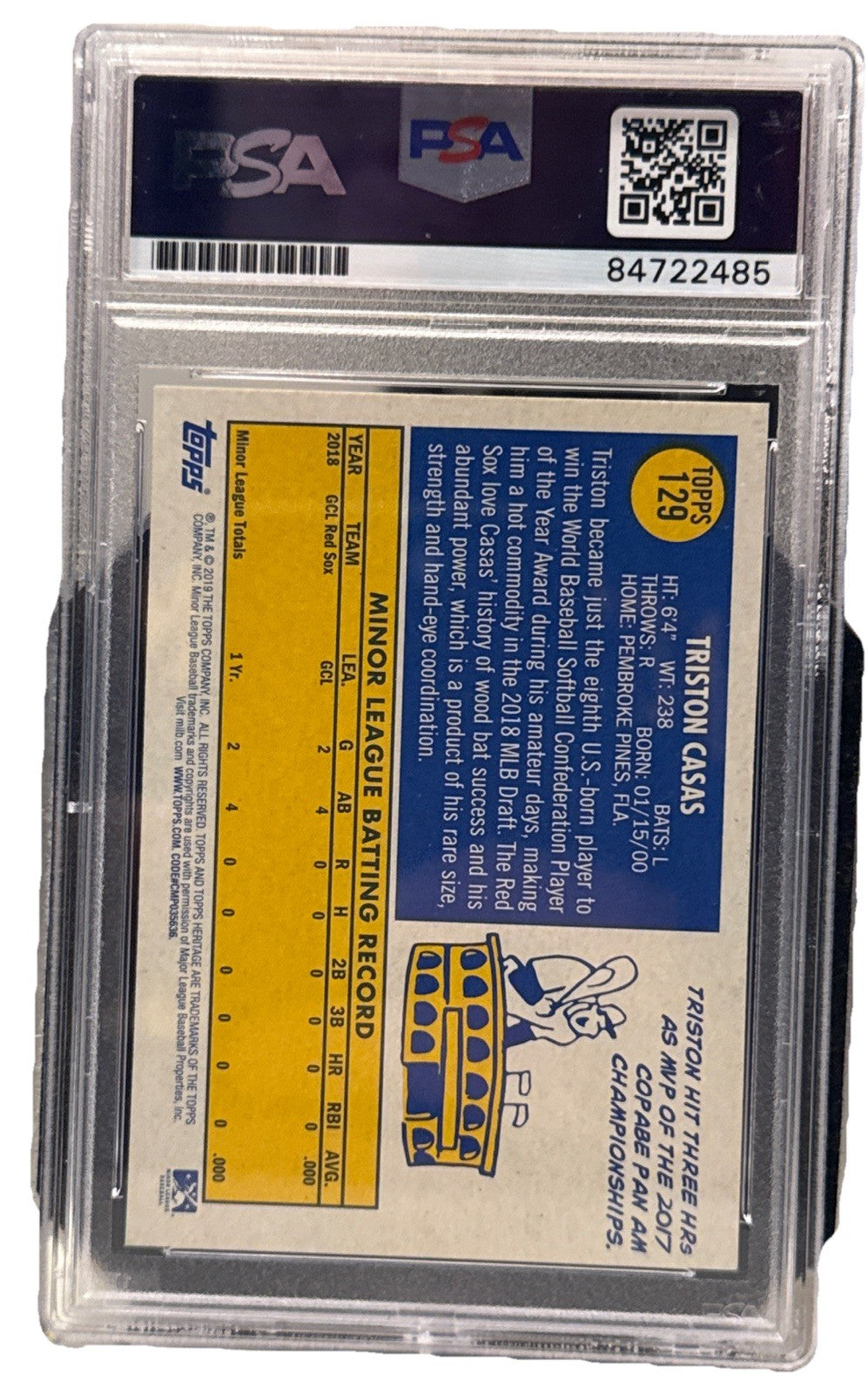 Triston Casas signed 2019 Topps Heritage  Drive Card PSA/DNA #129 84722485
