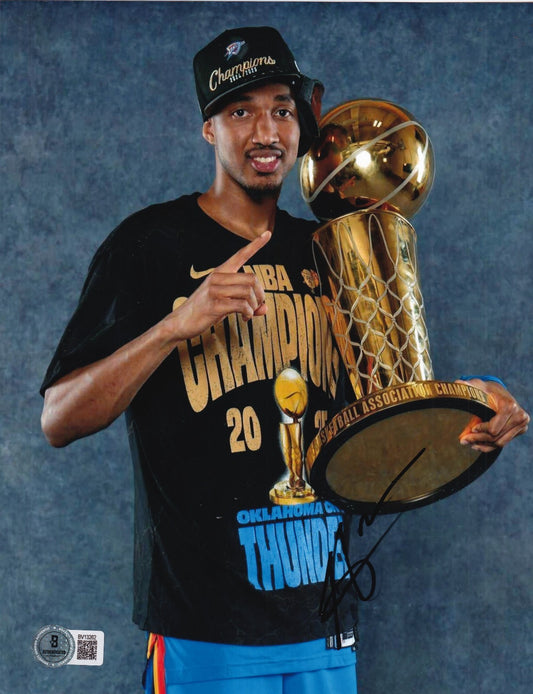 AARON WIGGINS signed (OKLAHOMA CITY THUNDER) basketball 8X10 BECKETT BV13262