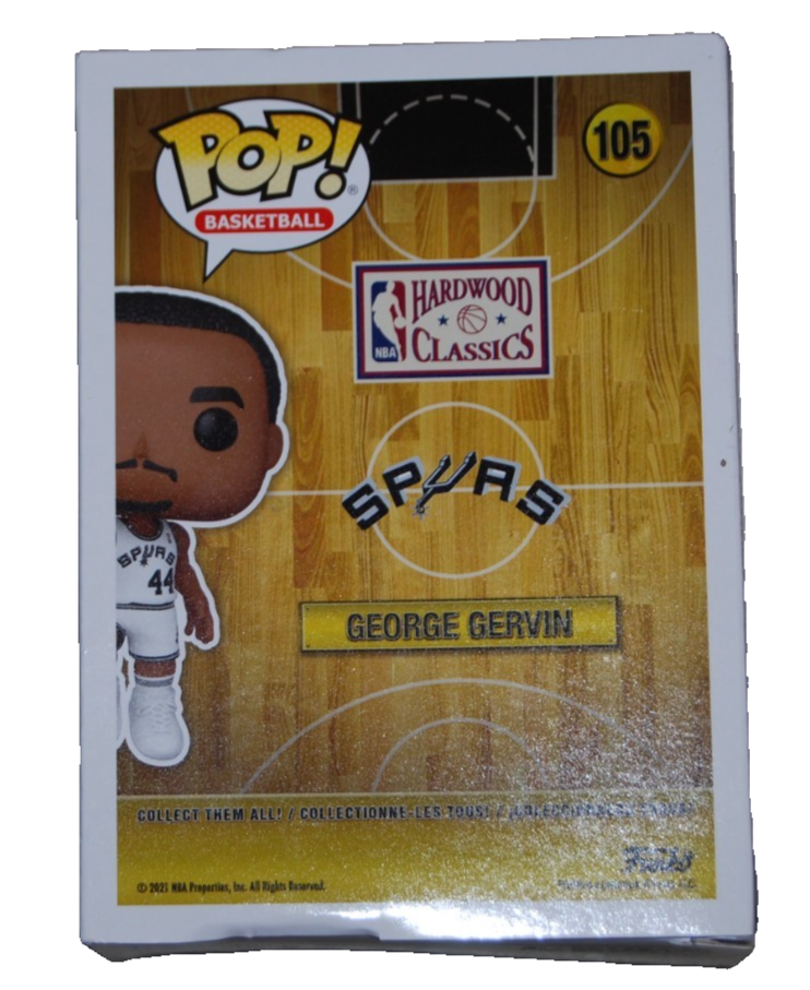 GEORGE GERVIN signed (SAN ANTONIO SPURS) Funko Pop #105 BECKETT BAS BT56263