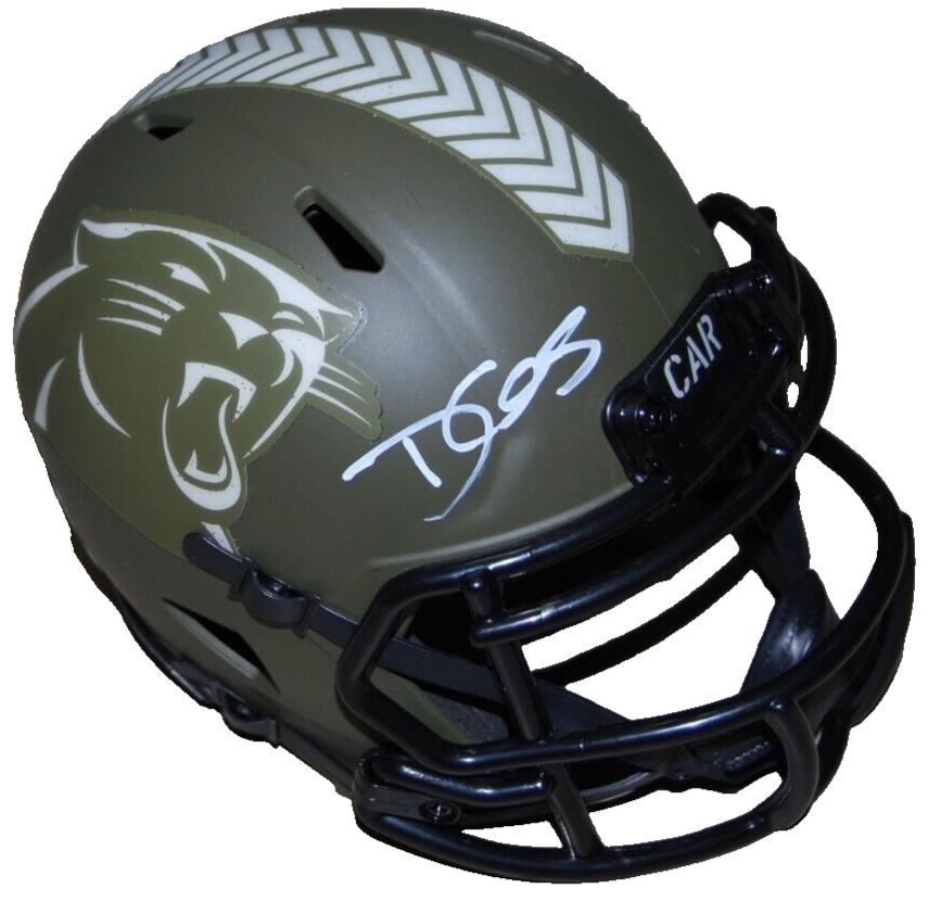 DAVE CANALES signed (CAROLINA PANTHERS) mini football helmet BECKETT BAS BR63131