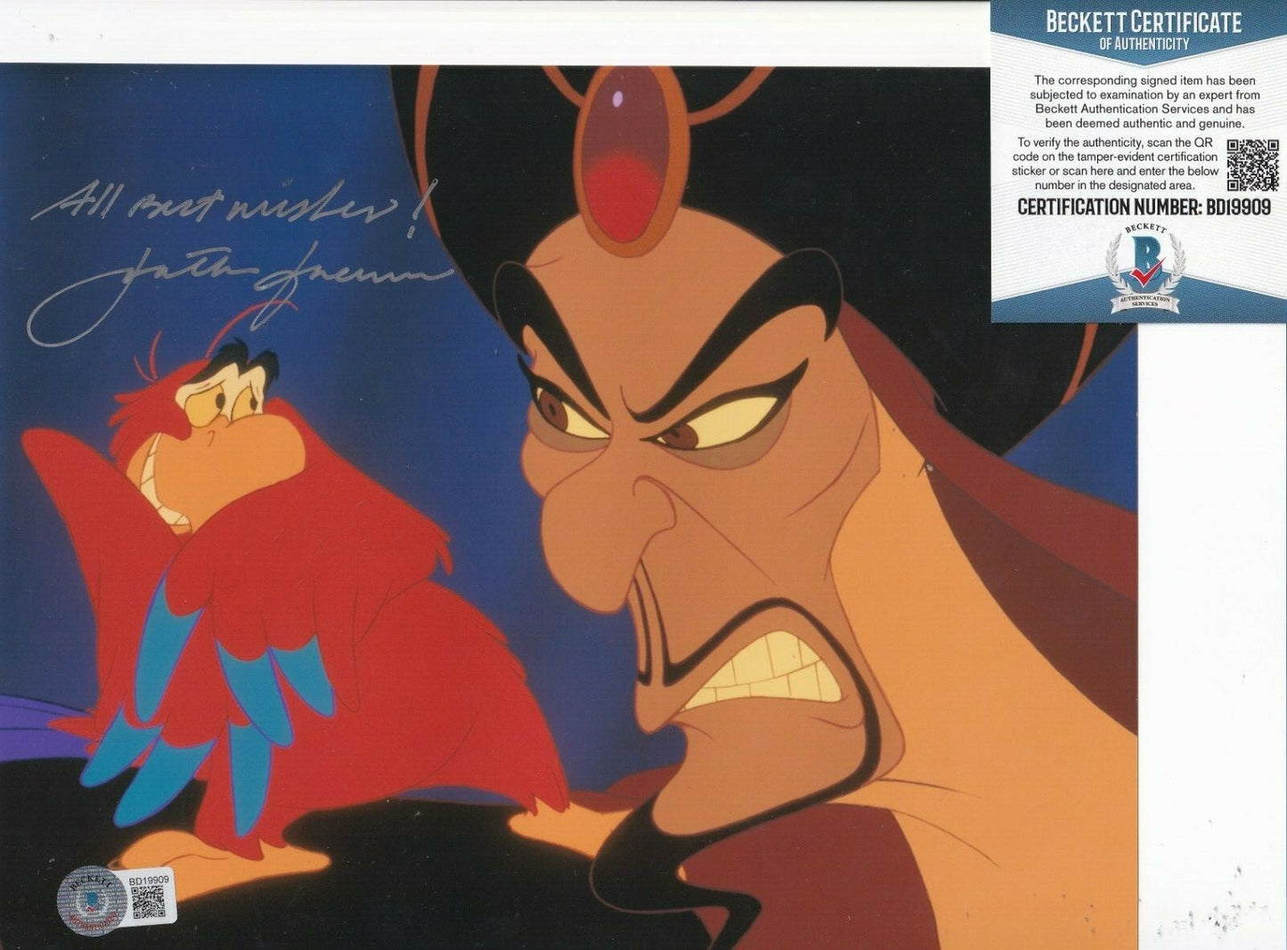 JONATHAN FREEMAN signed (ALADDIN) Jafar movie 8X10 photo BECKETT BAS BD19909