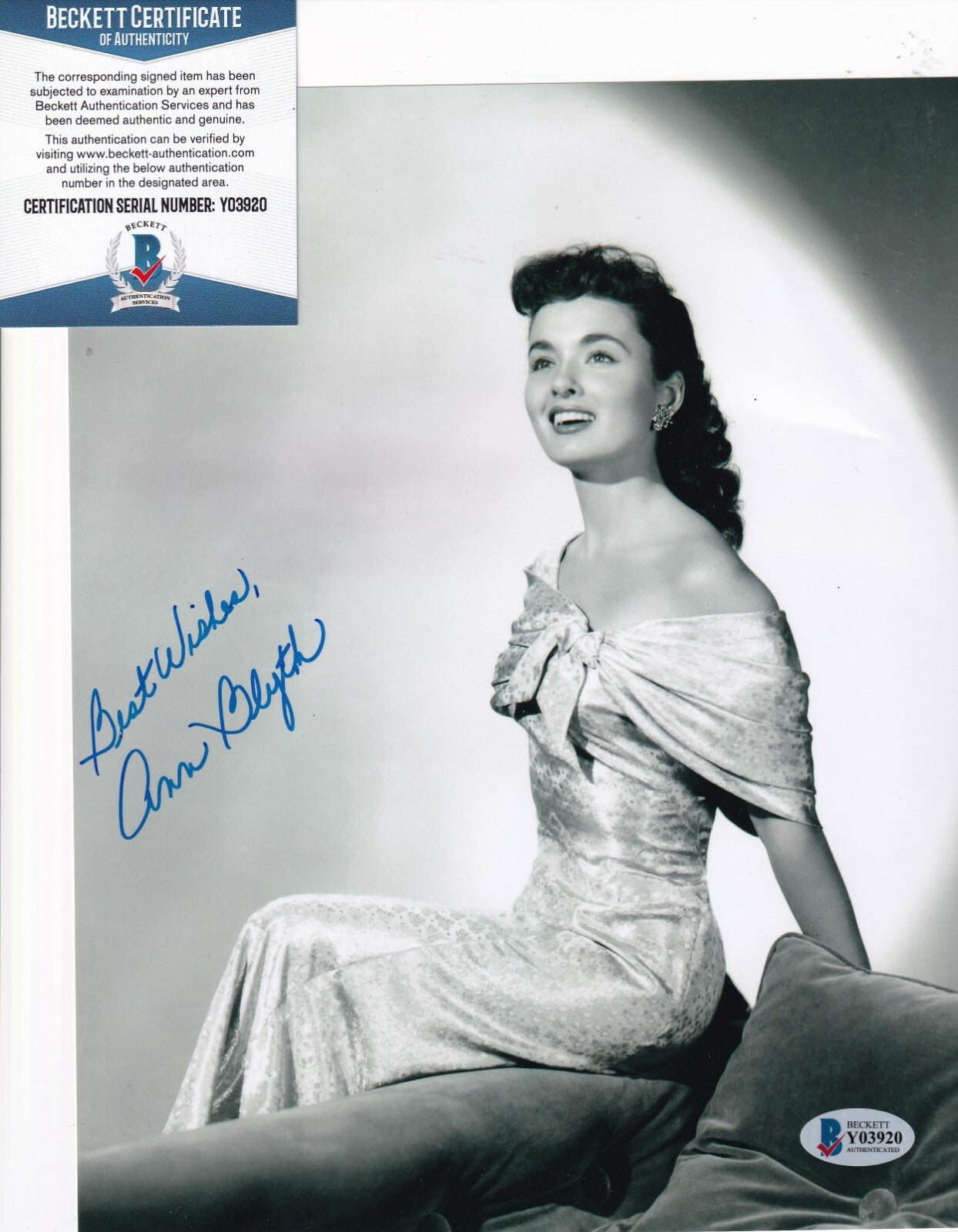 ANN BLYTH signed (MILDRED PLACE) Movie Actress 8X10 photo BECKETT BAS Y03920