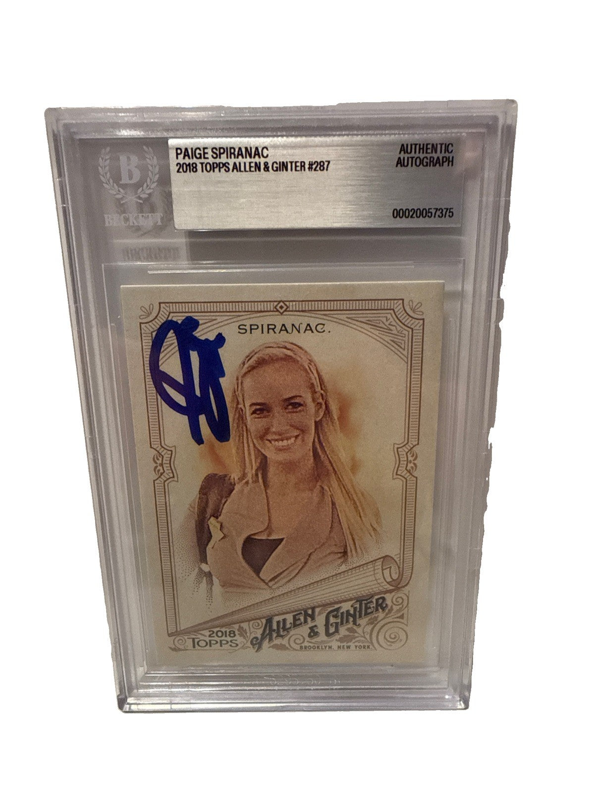 PAIGE SPIRANAC signed 2018 Topps Allen & Ginter Golf Card Beckett 00020057375