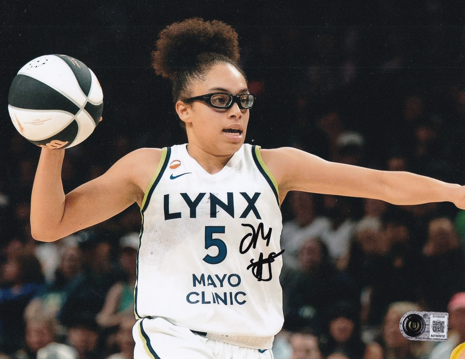 OLIVIA MILES signed (LYNX) WNBA basketball SLAM 8x10 photo BECKETT BY085539