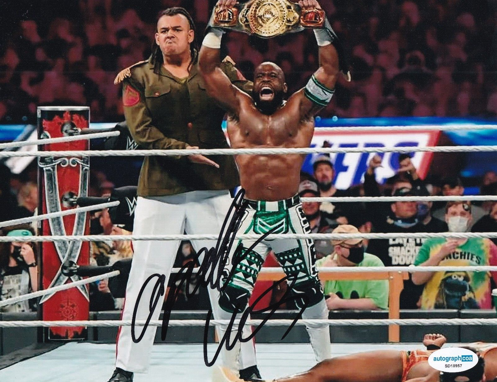 APOLLO CREWS signed (WWE) WRESTLING Smackdown NXT 8X10 photo ACOA SD18957
