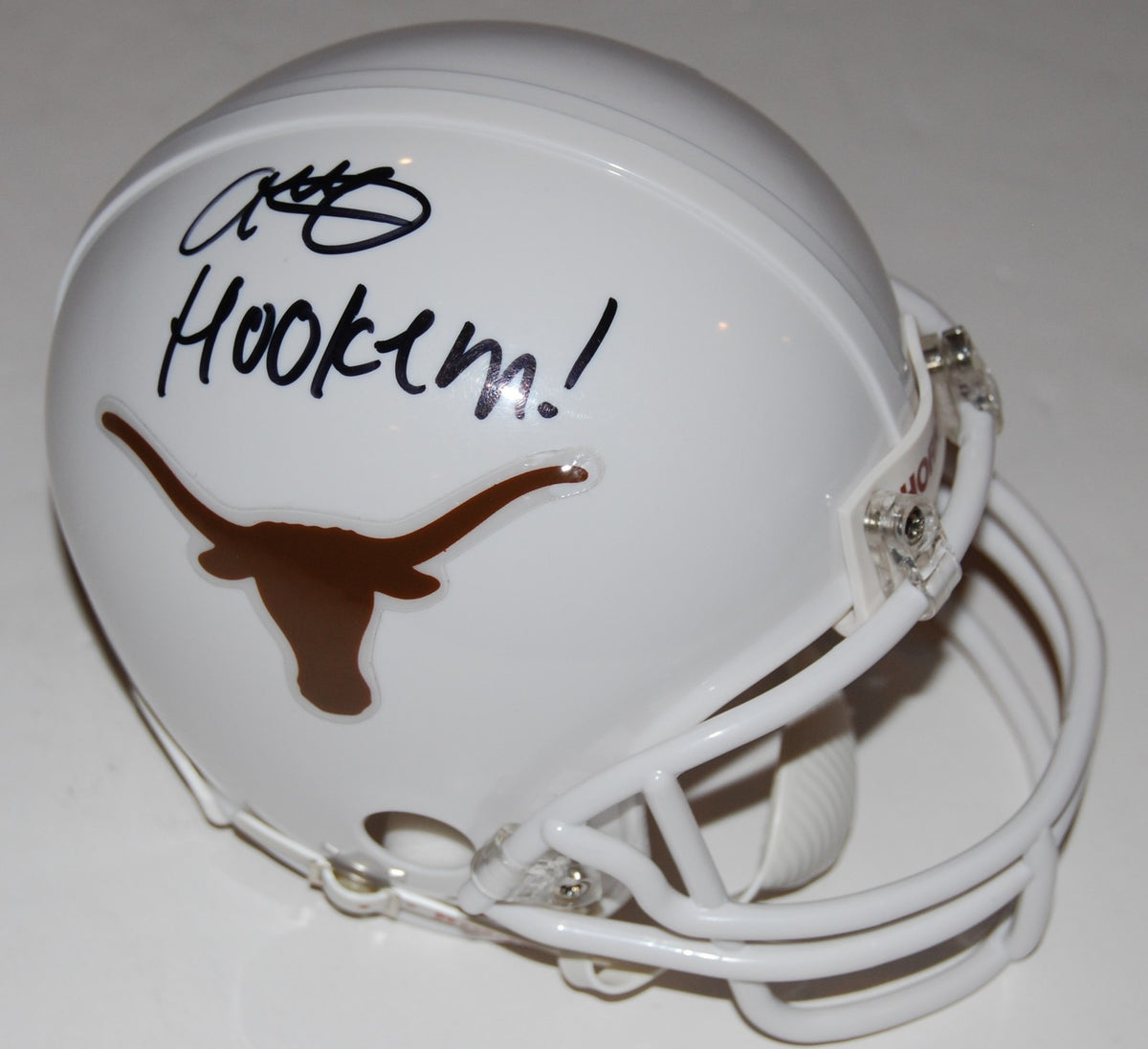 ANTHONY COOK signed (TEXAS LONGHORNS) *HOOK EM* mini football helmet W/COA C