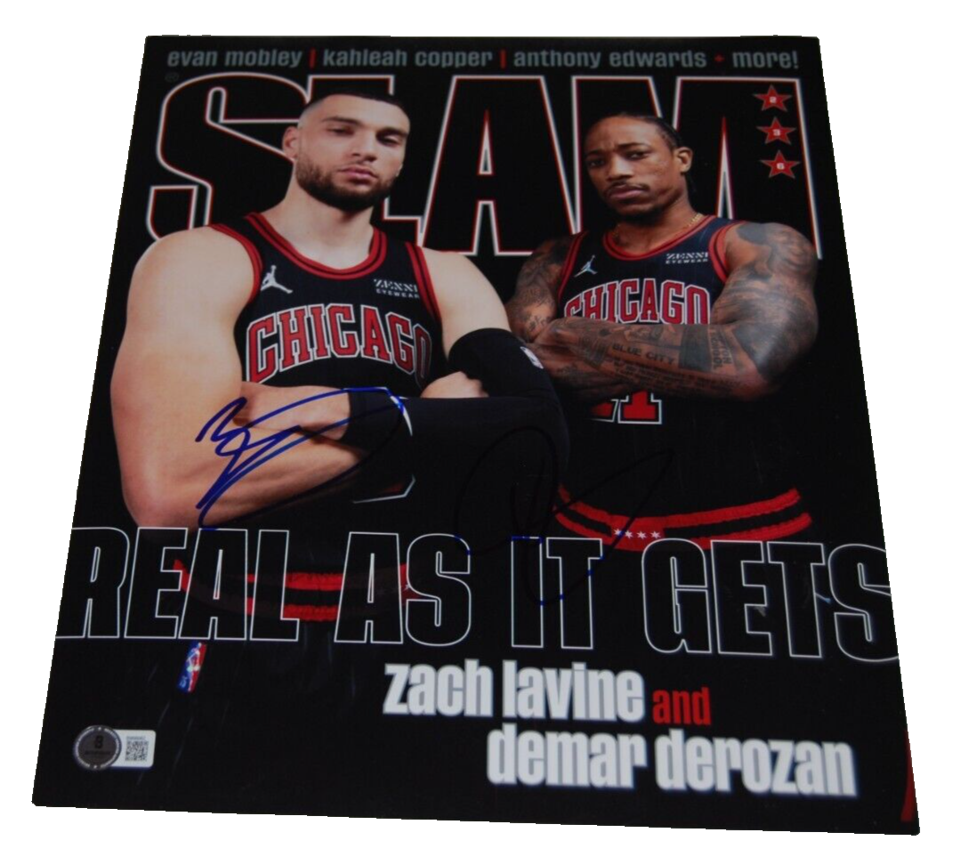 DEMAR DEROZAN & ZACH LAVINE signed (CHICAGO BULLS) 11X14 photo BECKETT BM98982