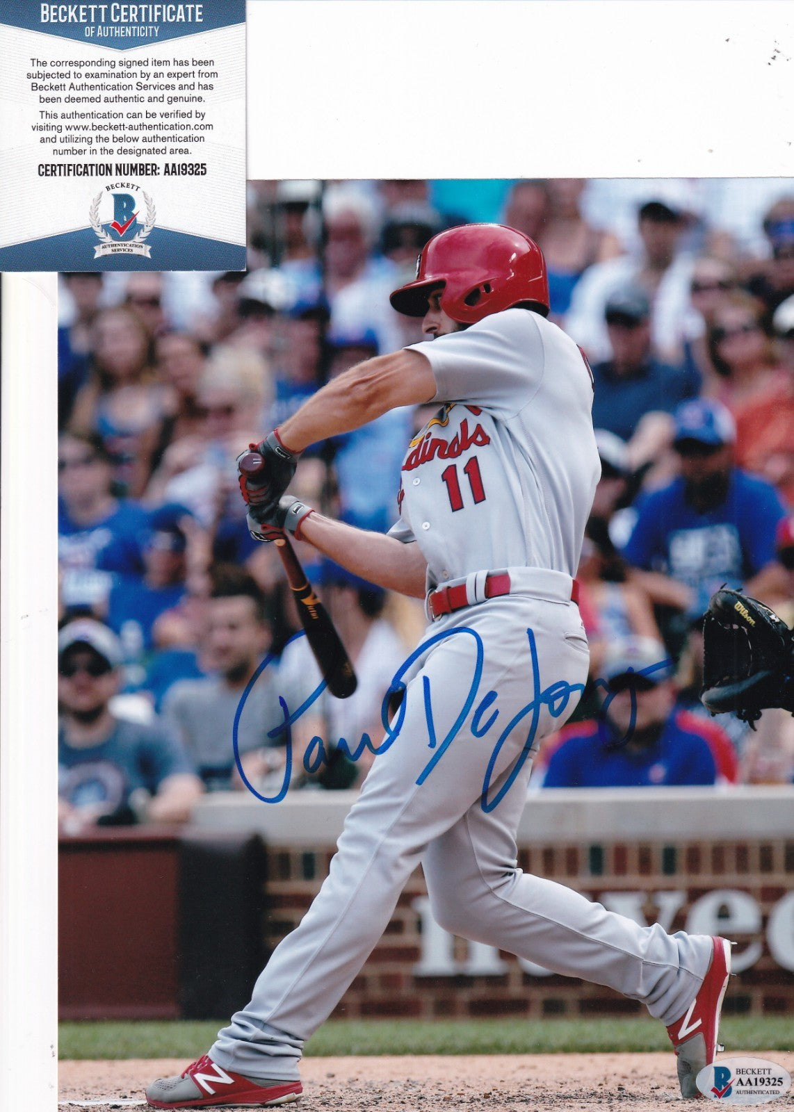 PAUL DEJONG signed (ST LOUIS CARDINALS) baseball 8X10 photo BECKETT AA19325