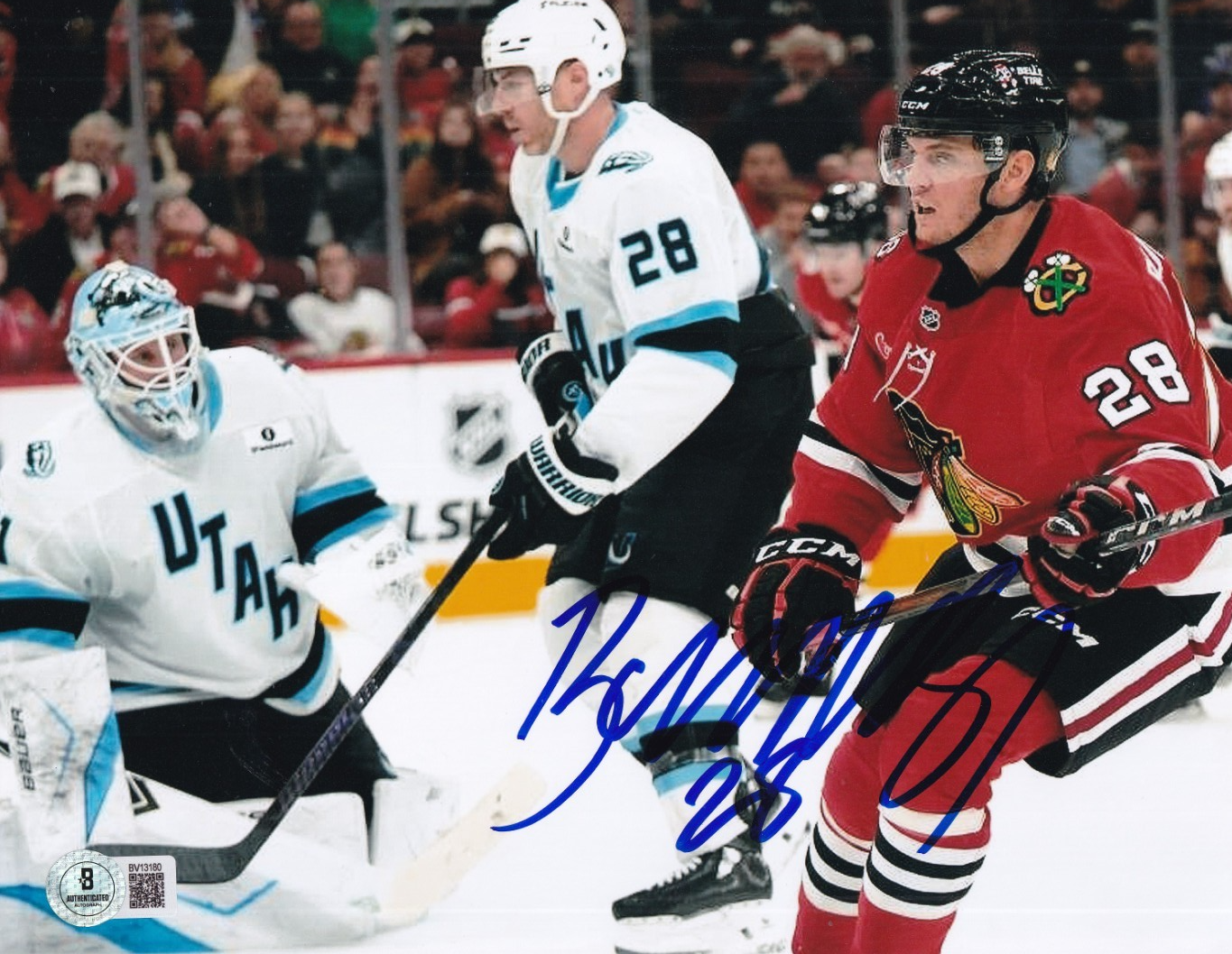 ANDRE BURAKOVSKY signed (CHICAGO BLACKHAWKS) Hockey 8X10 photo BECKETT BV13180