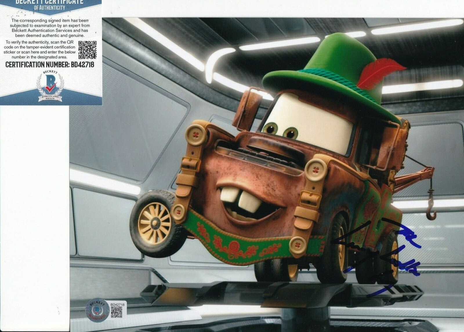 LARRY THE CABLE GUY signed (CARS) Movie Mater 8X10 photo BECKETT BAS BD42718