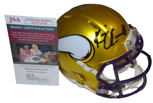 KEVIN O'CONNELL signed (MINESOTA VIKINGS) FLASH mini football helmet JSA AJ47690