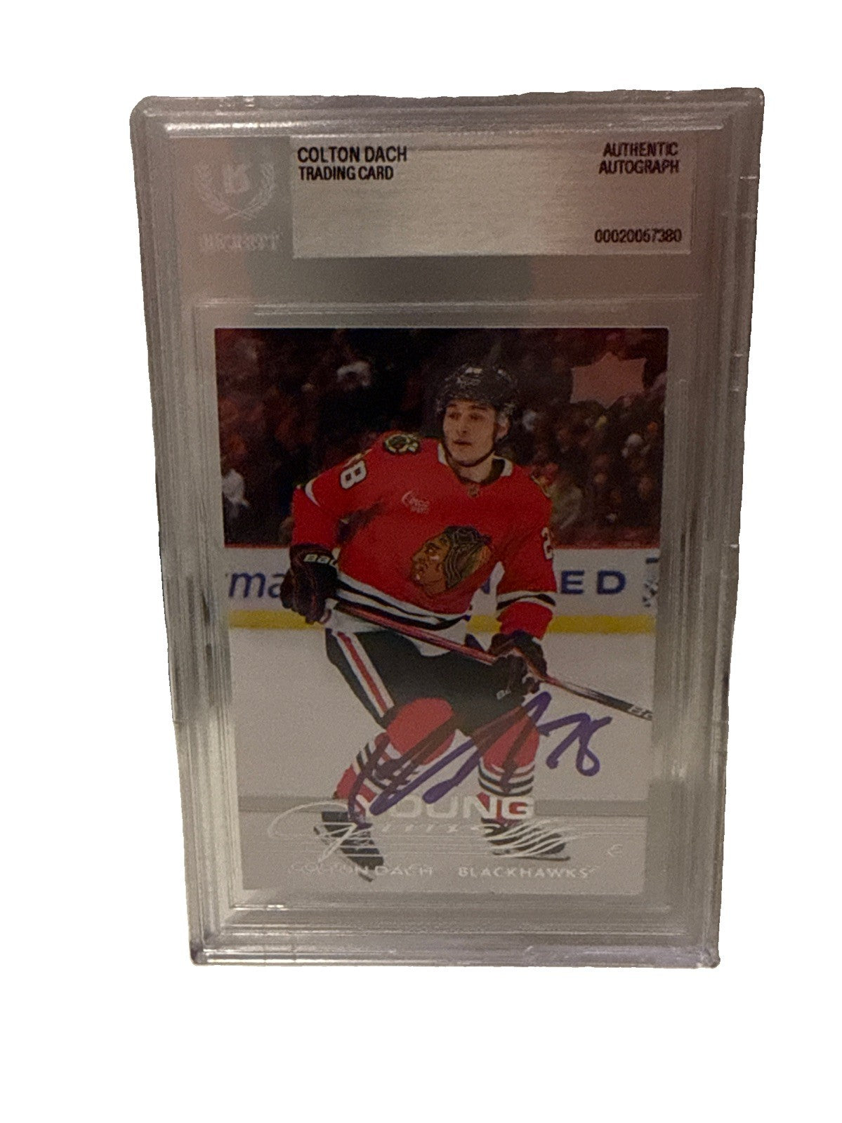 COLTON DACH signed Chicago Blackhawks 2025-26 Young Guns RC Card Beckett #218