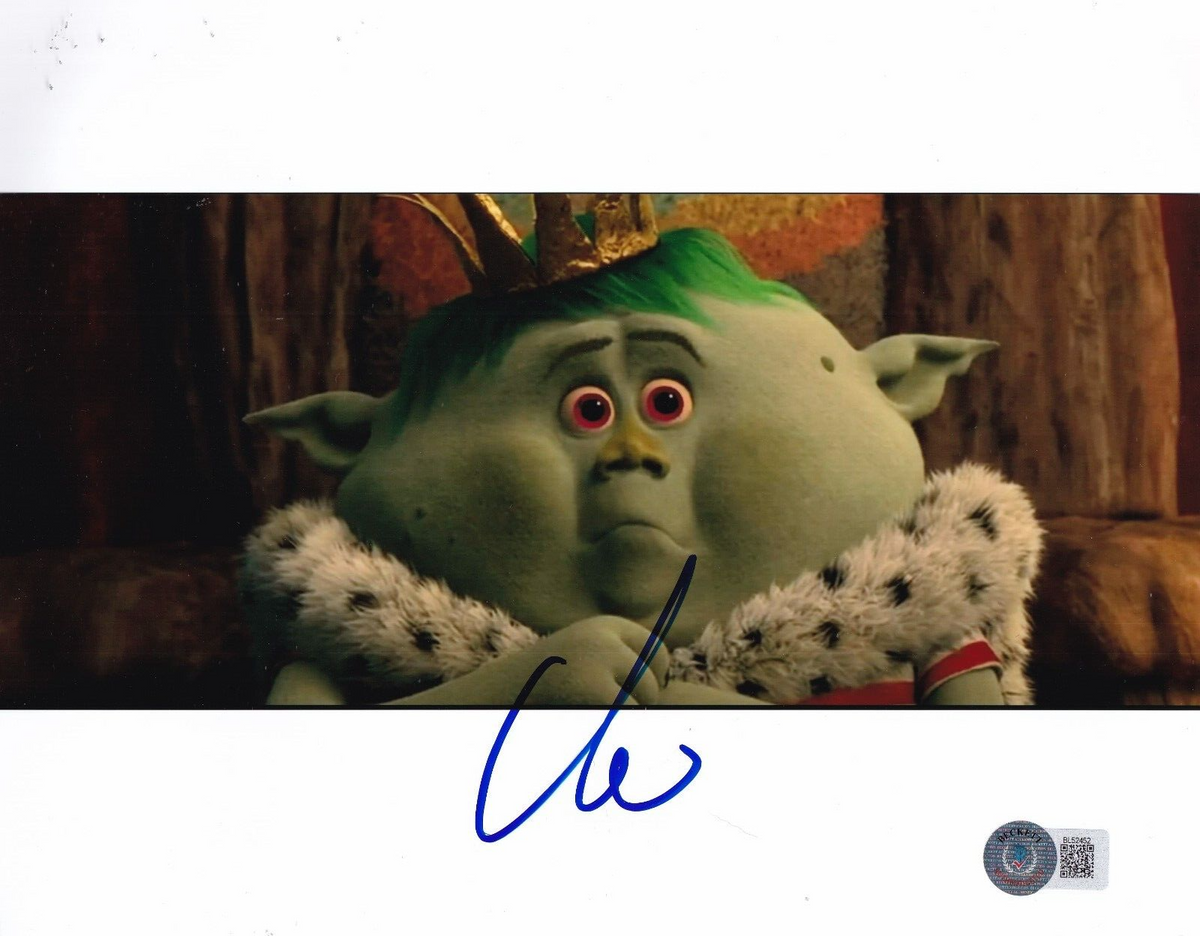 CHRISTOPHER MINTZ-PLASSE signed (TROLLS) Movie King Gristle 8x10 BECKETT BL52452