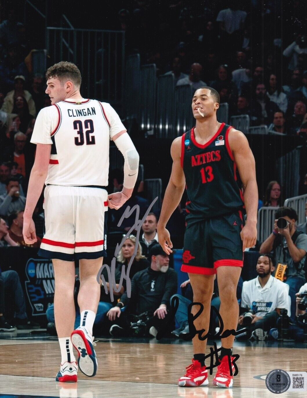 DONOVAN CLINGAN and JAEDON LEDEE signed (UCONN SAN DIEGO) 8X10 BECKETT BM85179
