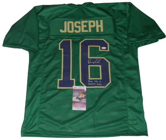 BRANDON JOSEPH signed (NOTRE DAME FIGHTING IRISH) PLACT green custom jersey JSA 