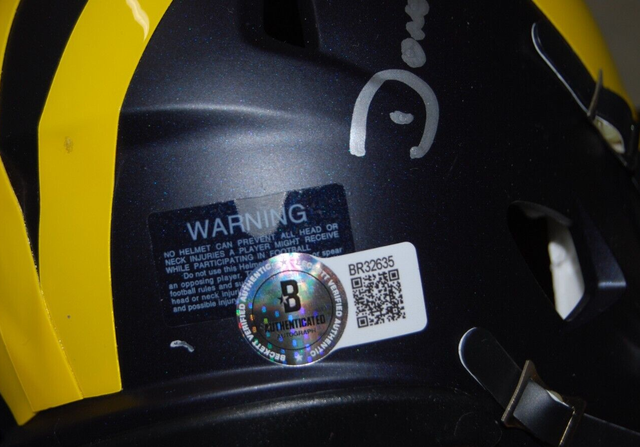 DONOVAN EDWARDS signed MICHIGAN WOLVERINES mini football helmet BECKETT BR32635