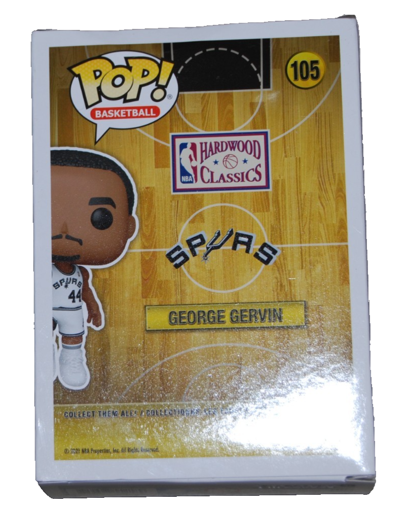 GEORGE GERVIN signed (SAN ANTONIO SPURS) Funko Pop #105 BECKETT BAS BT56262
