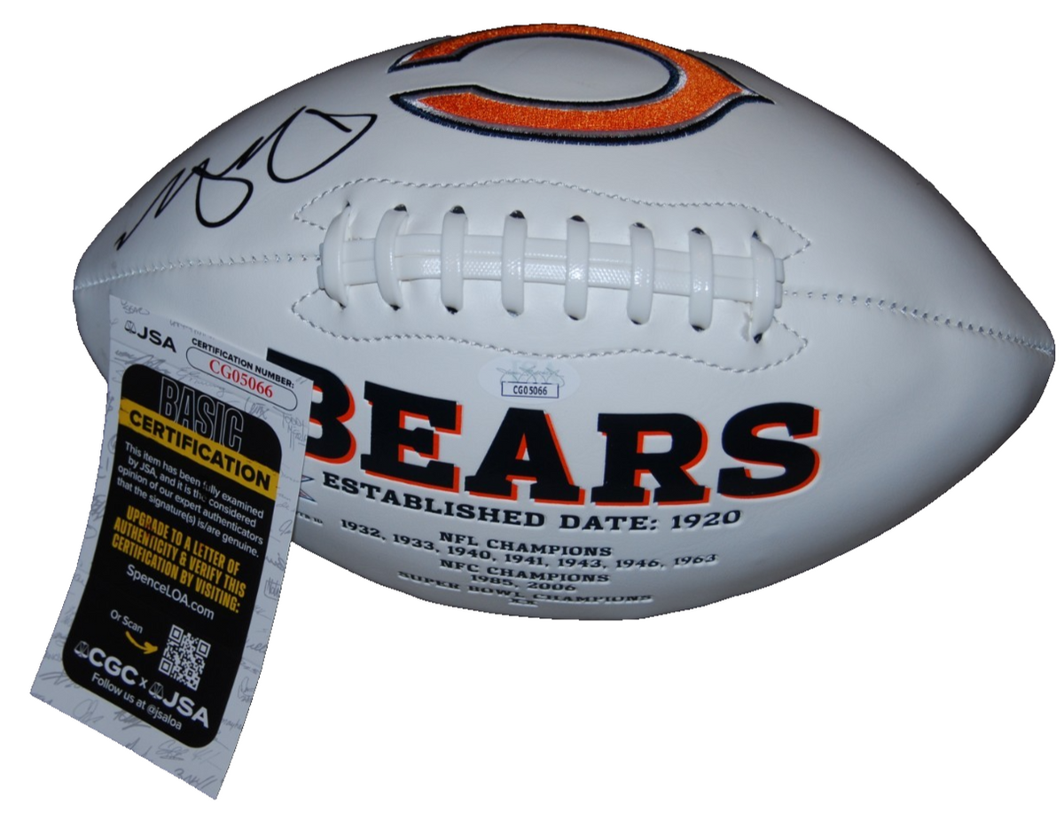 DREW DALMAN signed (CHICAGO BEARS) full size white logo football JSA CG05066
