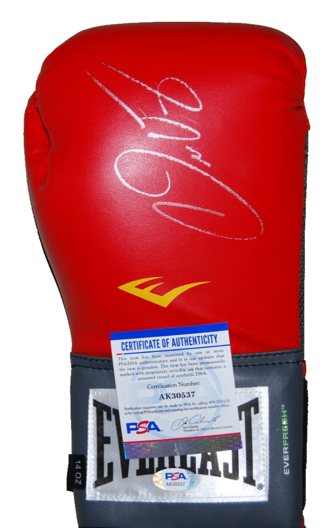 OSCAR VALDEZ signed (WBC WBO FEATHERWEIGHT) Blue Boxing glove PSA/DNA AK30537