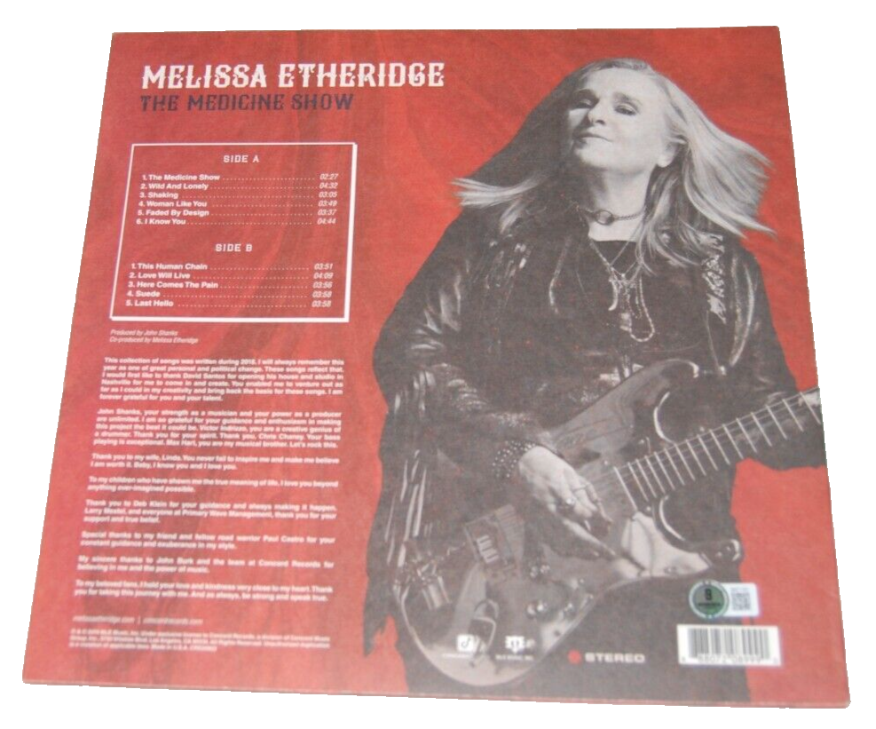 MELISSA ETHERIDGE signed (THE MEDICINE SHOW) Record album LP BECKETT BN71191