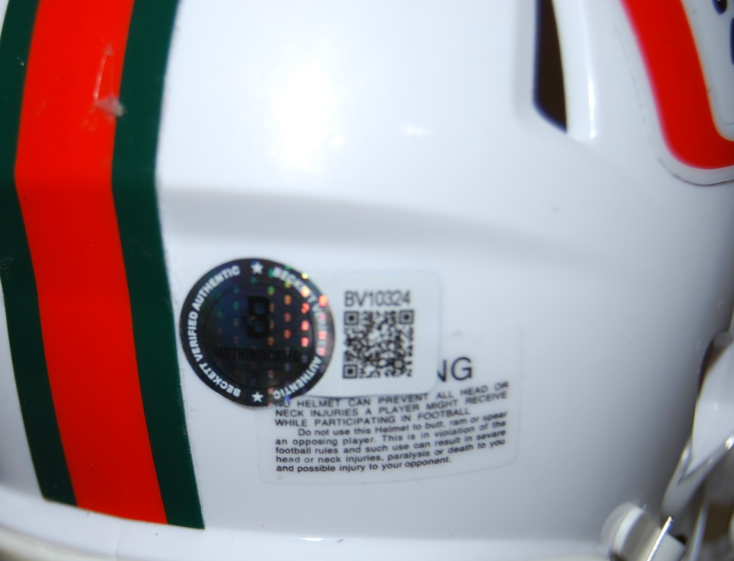 TYRIQUE STEVENSON signed (MIAMI HURRICANES) mini football helmet BECKETT BV10324