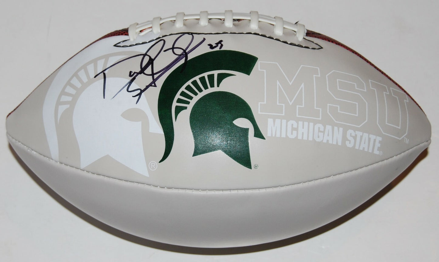 DARRELL STEWART signed (MICHIGAN STATE SPARTANS) logo football *PROOF* W/COA C