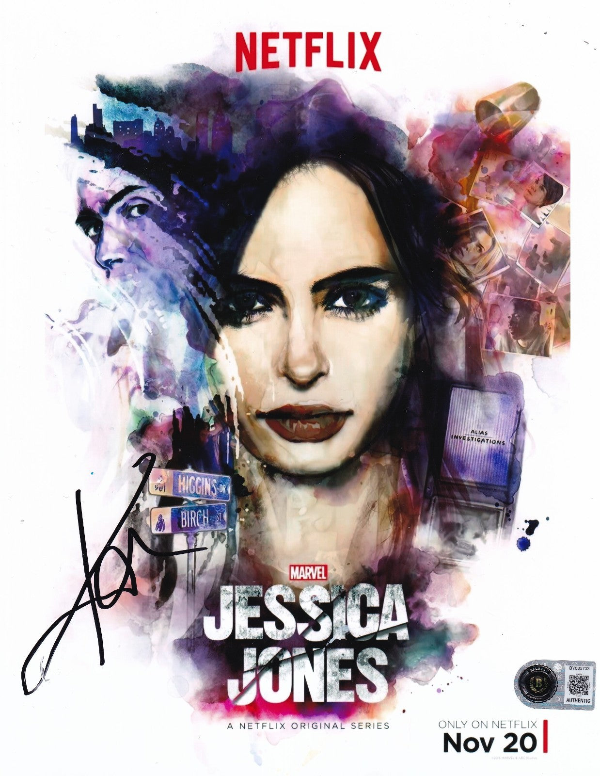 KRYSTEN RITTER signed (JESSICA JONES) Daredevil 8X10 photo BECKETT BAS BY085733