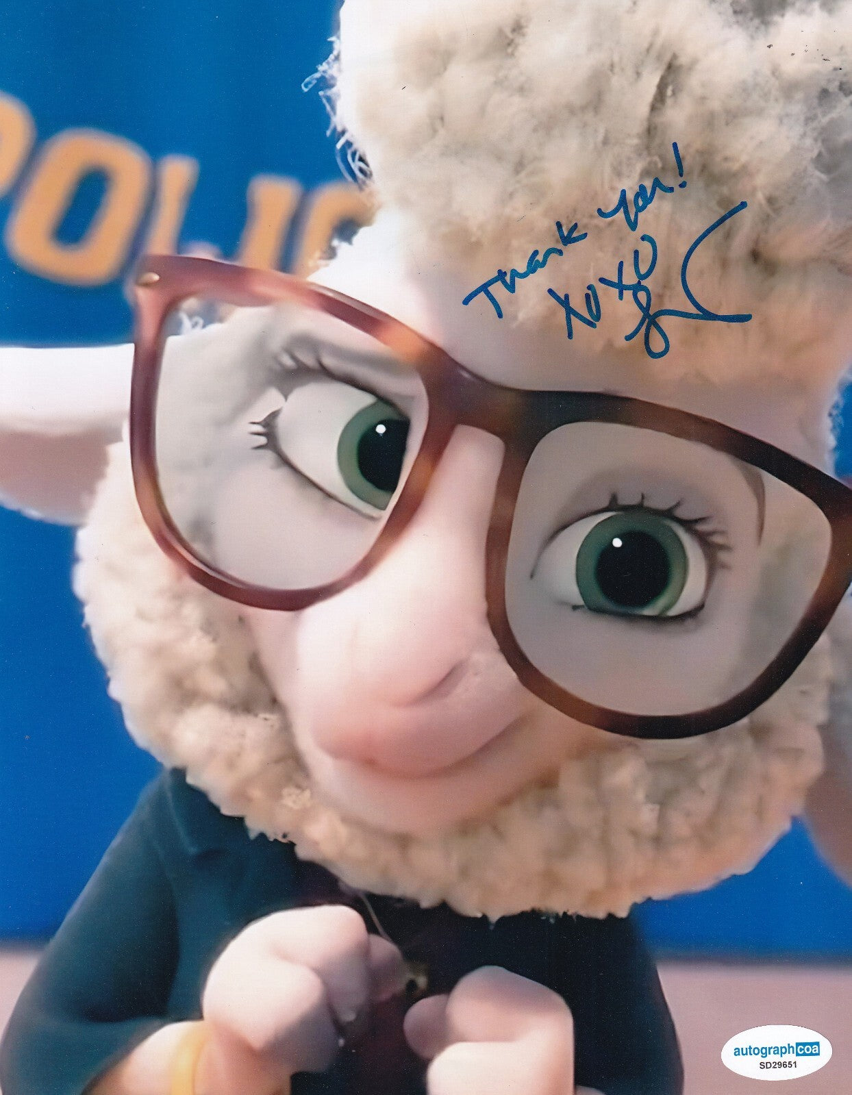 JENNY SLATE signed (ZOOTOPIA) Bellwether Movie 8X10 photo ACOA SD29651
