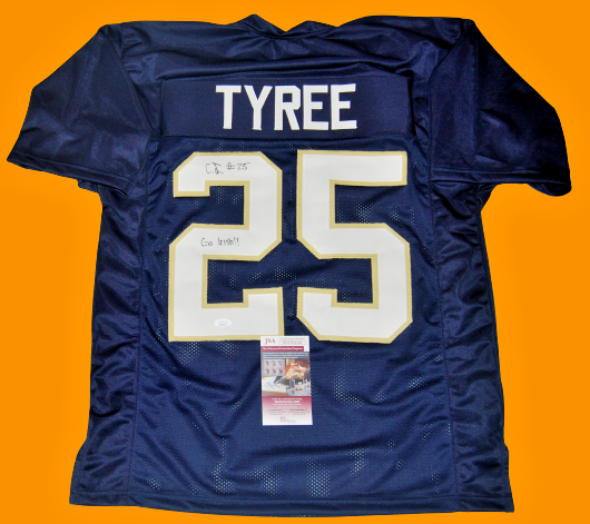 CHRIS TYREE signed (NOTRE DAME FIGHTING IRISH) Navy Go Irish custom jersey JSA 