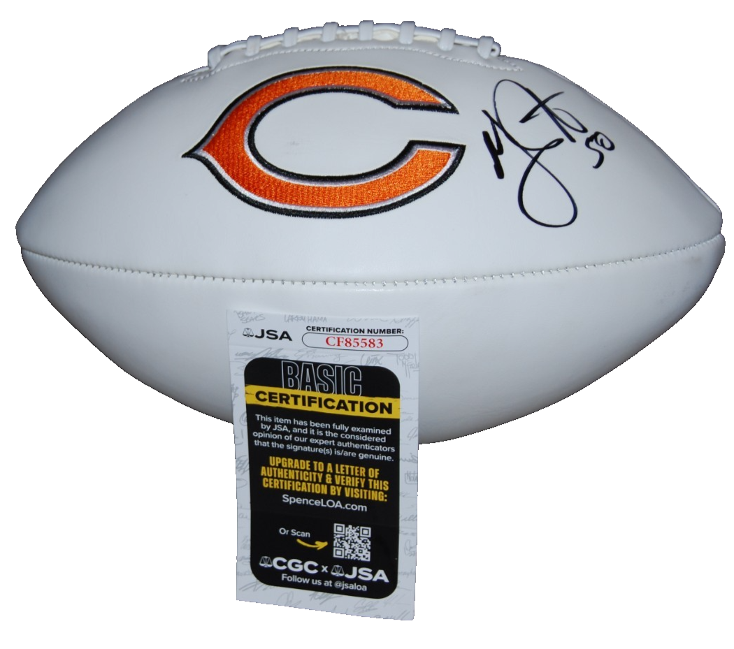 GRADY JARRETT signed (CHICAGO BEARS) full size white logo football JSA CF85583