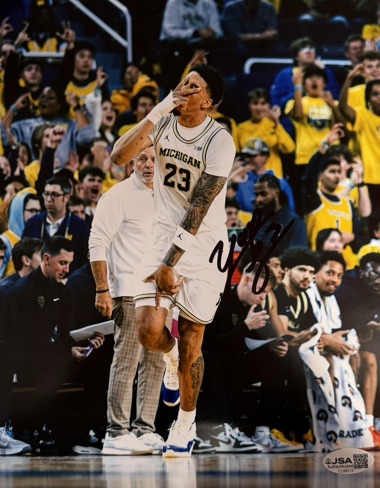 YAXEL LENDEBORG singed  (MICHIGAN WOLVERINES) basketball 8X10 photo JSA CL06515