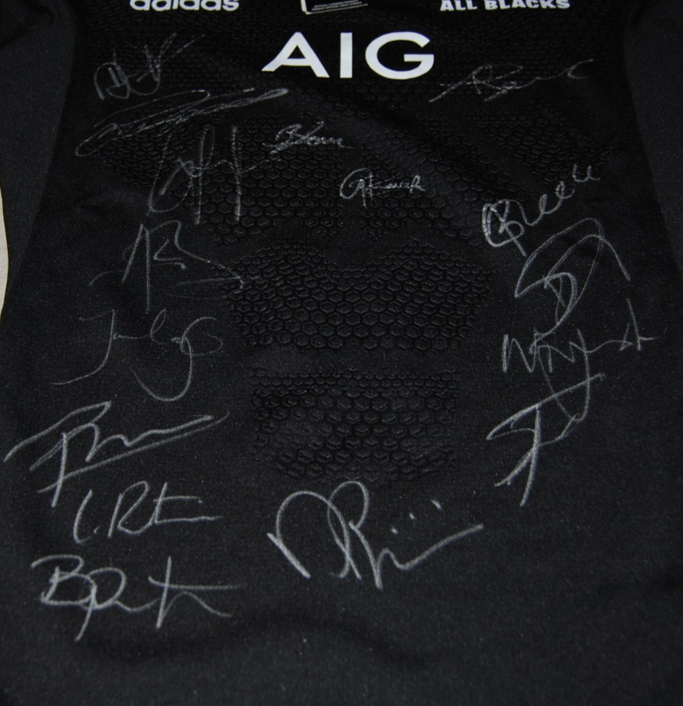 2025-26 NEW ZEALAND ALL BLACKS team signed ADIDAS RUGBY 15 Auto's jersey W/COA