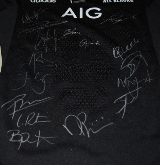 2025-26 NEW ZEALAND ALL BLACKS team signed ADIDAS RUGBY 15 Auto's jersey W/COA