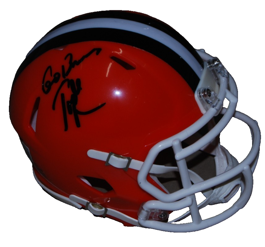 TODD MONKEN signed (CLEVELAND BROWNS) mini football helmet BECKETT BAS BW07937