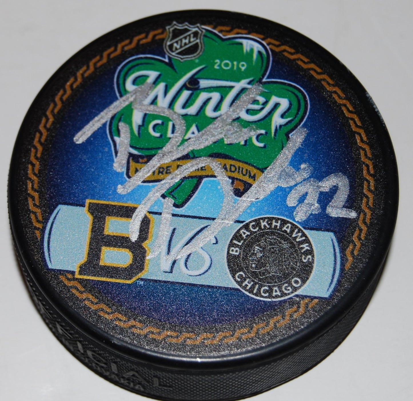 BRANDON DAVIDSON signed (CHICAGO BLACKHAWKS) 2019 WINTER CLASSIC Puck W/COA