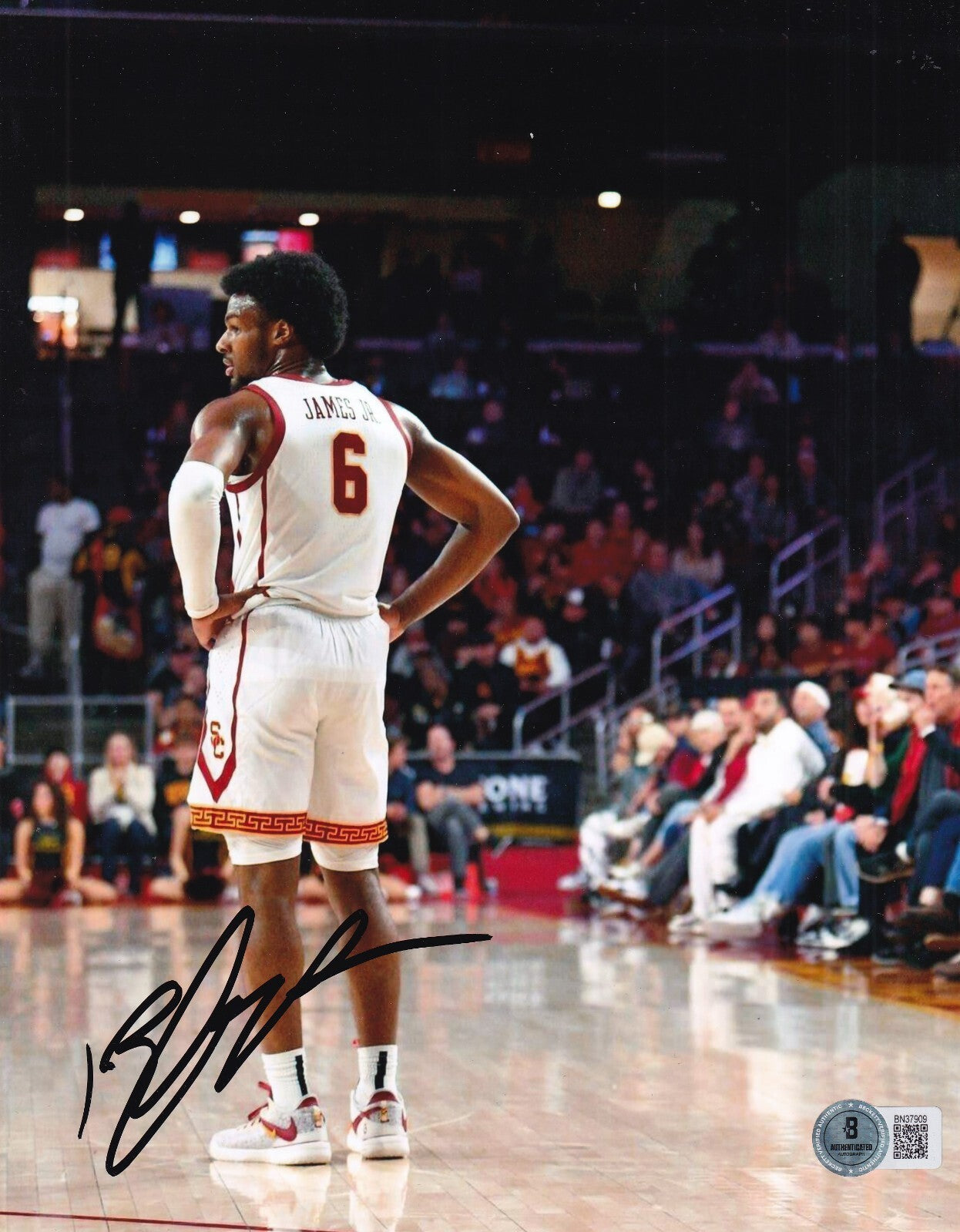 BRONNY JAMES signed (USC TROJANS) Basketball 8X10 photo BECKETT BAS BN37909
