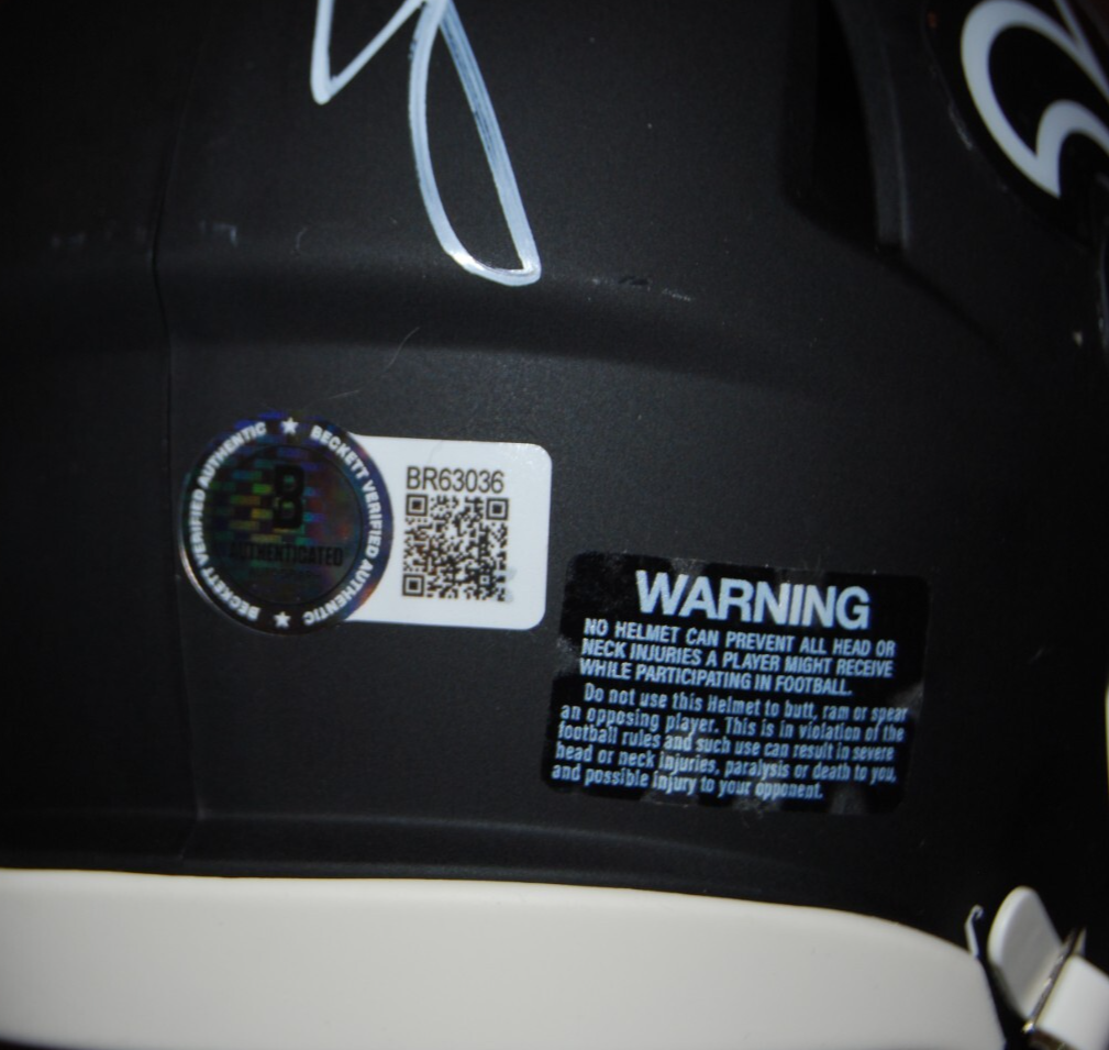 JAHRI EVANS signed (NEW ORLEANS SAINTS) mini football helmet BECKETT BAS BR63036