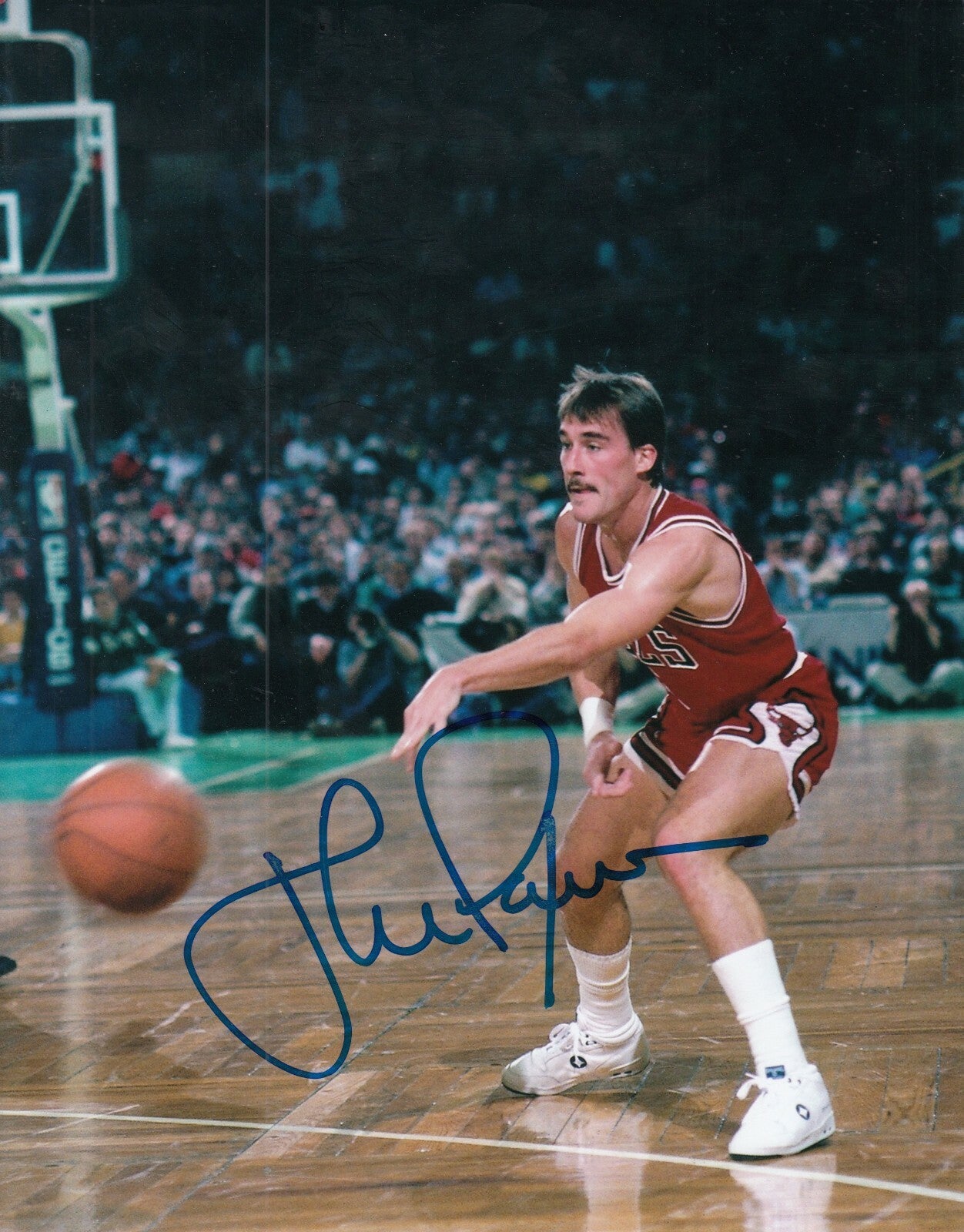 JOHN PAXSON signed (CHICAGO BULLS) BASKETBALL *LAST DANCE* 8X10 photo W/COA #2