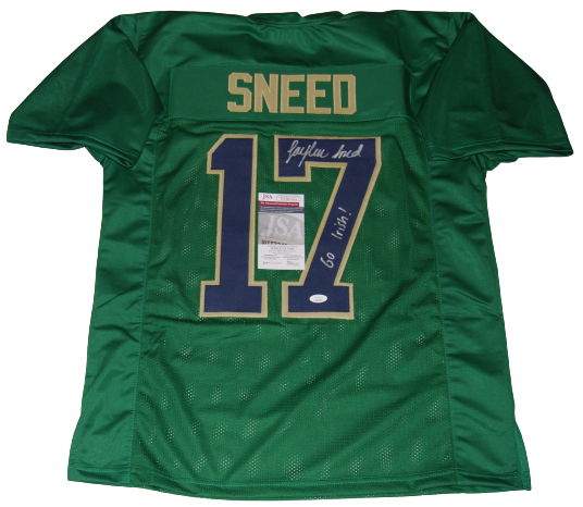 JAYLEN SNEED signed (NOTRE DAME FIGHTING IRISH) Go Irish Green XL jersey JSA 