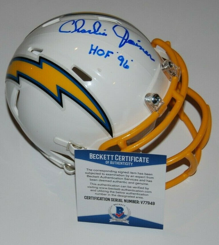 CHARLIE JOINER signed (SAN DIEGO CHARGERS) mini football helmet BECKETT V77949