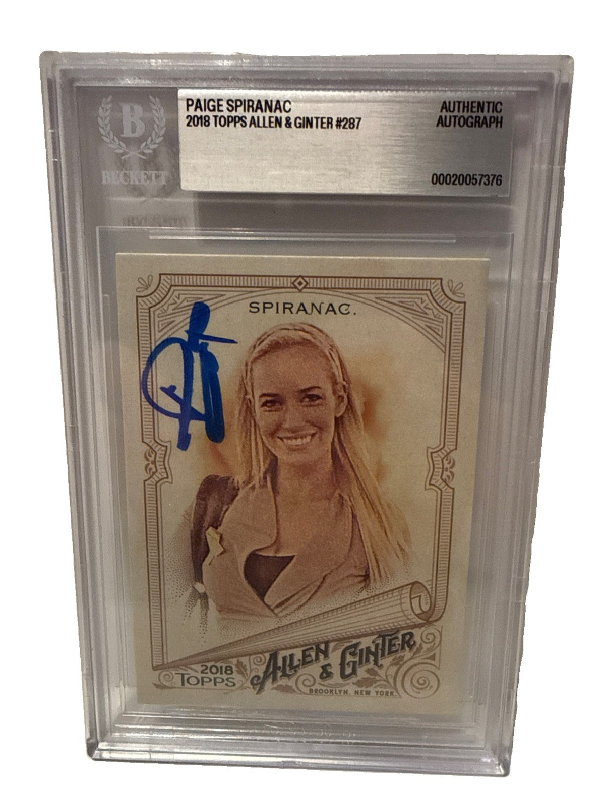 PAIGE SPIRANAC signed 2018 Topps Allen & Ginter Golf Card Beckett 00020057376