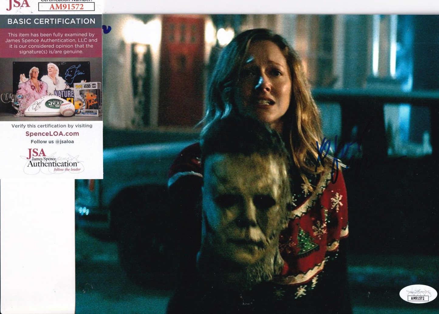 JUDY GREER signed (HALLOWEEN KILLS) Movie *Karen* 8X10 photo JSA COA AM91572