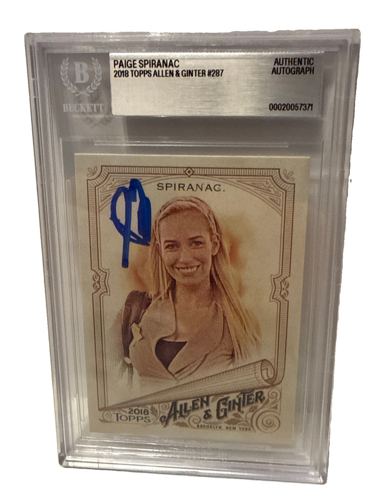 PAIGE SPIRANAC signed 2018 Topps Allen & Ginter Golf Card Beckett 00020057371