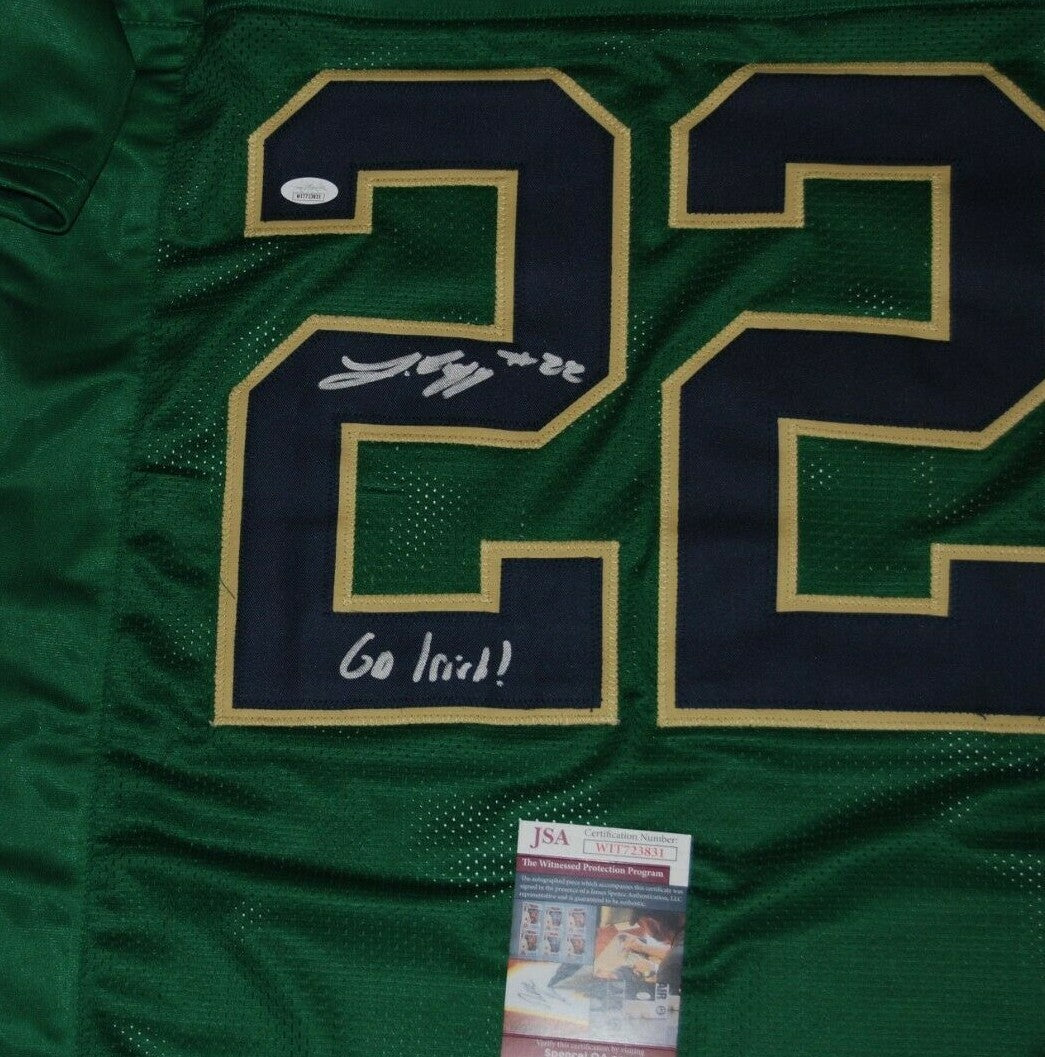 LOGAN DIGGS signed (NOTRE DAME FIGHTING IRISH) Go Irish Green custom jersey JSA 