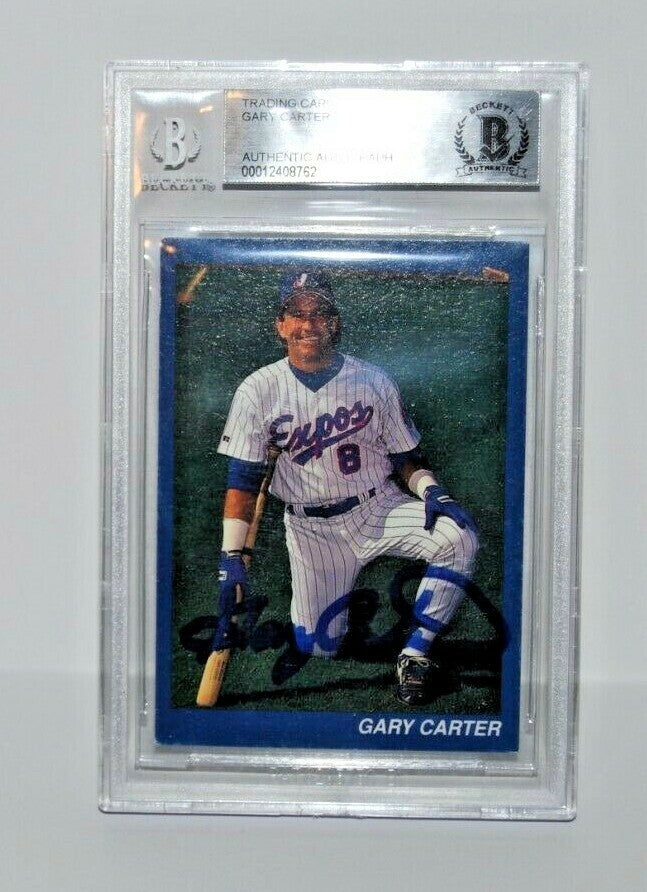 GARY CARTER signed (MONTREAL EXPOS) personal Baseball card BECKETT BAS