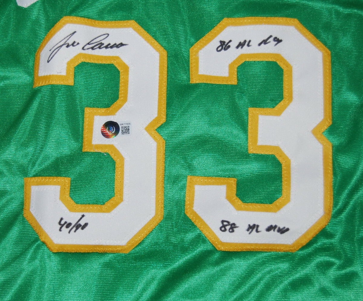 JOSE CANSECO signed (BASH BROTHER) Custom green A'S baseball jersey BECKETT BAS