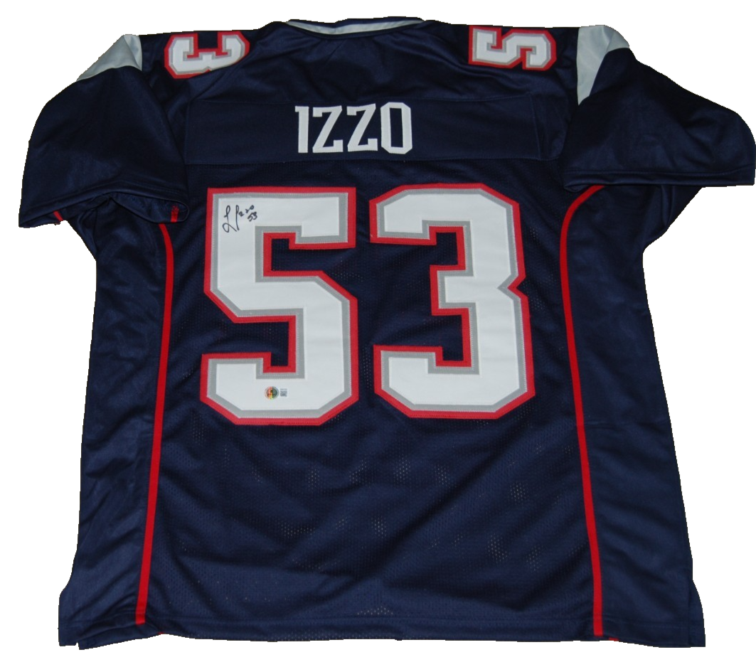LARRY IZZO signed (NEW ENGLAND PATRIOTS) custom football jersey BECKETT BW61034