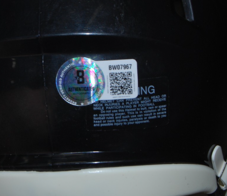 JESSE MINTER signed (BALTIMORE RAVNES) mini football helmet BECKETT BAS BW07967