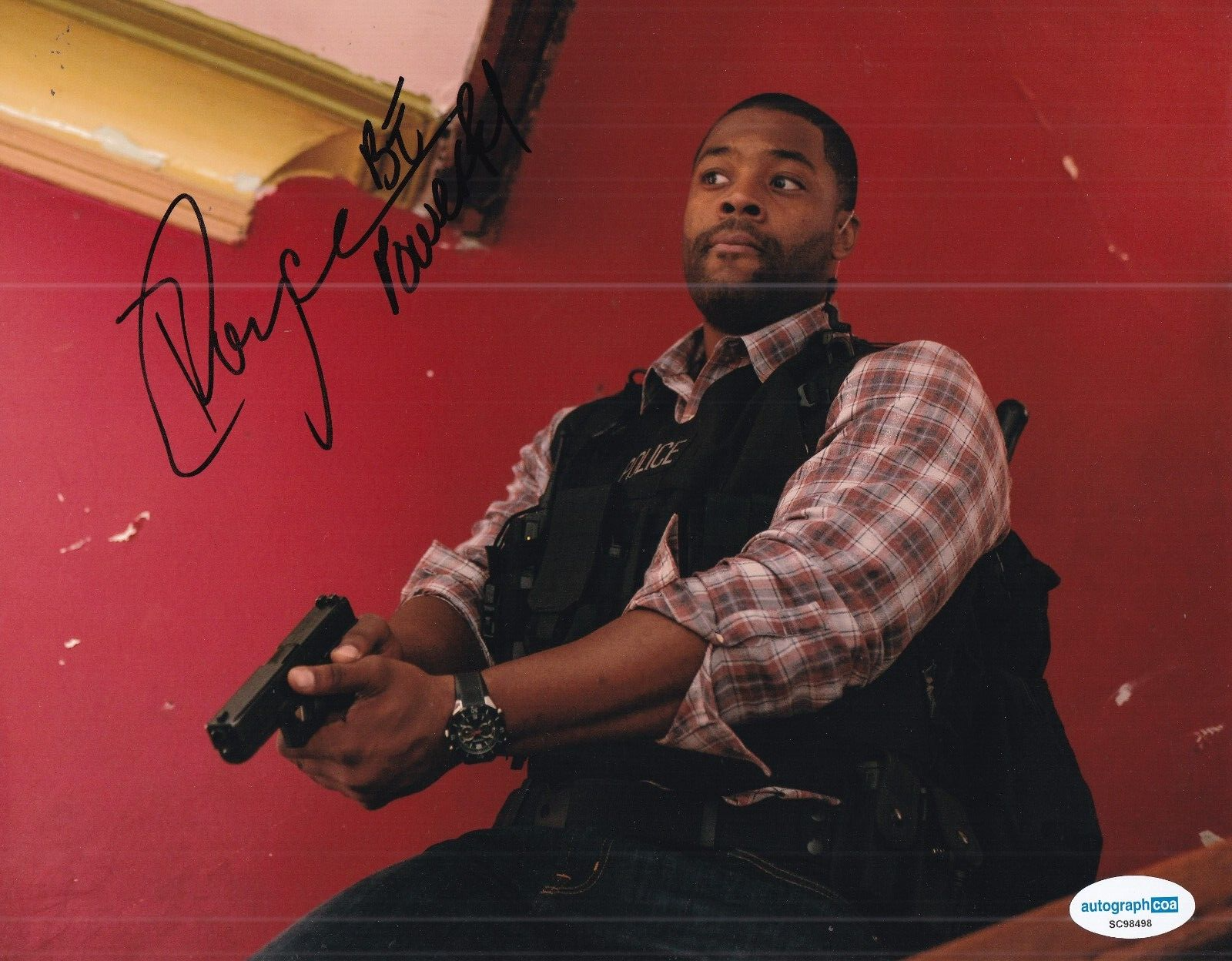 LAROYCE HAWKINS signed (CHICAGO P.D.) Kevin Atwater 8X10 photo ACOA SC98498