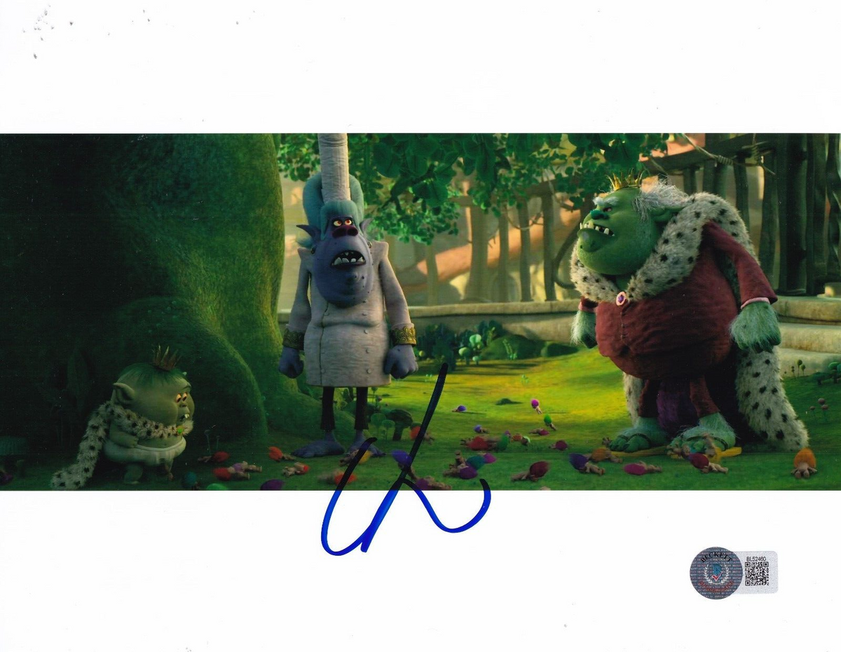 CHRISTOPHER MINTZ-PLASSE signed (TROLLS) Movie King Gristle 8x10 BECKETT BL52460